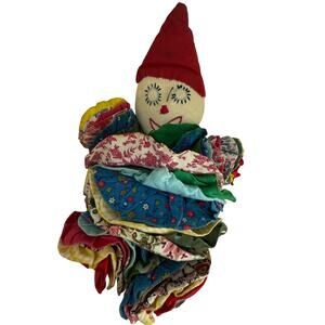 Vintage Yo Yo Clown Doll Rag Doll Folk Art Doll Collectible Hand Made